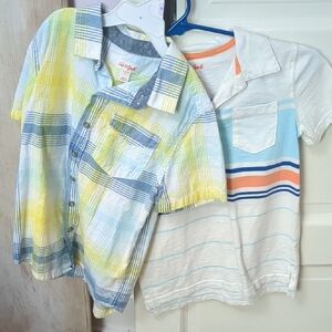 Cat & Jack Kids Plaid and Striped Button Down Shirts - Blue, Yellow, Orange